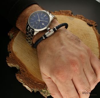 Zegarek męski BISSET Sapphire  BSMF59 GRANATOWY. . Zegarki Bisset stawiają na minimalizm na tarczach przez co są czytelne, uniwersalne dzięki czemu pasują do każdej stylizacji. Zegarki występują na skórzanych efektownych pask (1).jpg
